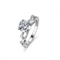 925 Silver Moissanite Ring Women's Cross Vine Branch Inlaid-0-4