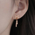 wholesale S925 Sterling Silver Zirconia Tassel Bow Ear Studs, Niche, Unique, Fashionable Earrings for Women, Versatile Wholesale-0-3