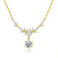 S925 Sterling Silver Moissanite Wheat Ear Bloom Pendant Necklace-0-5