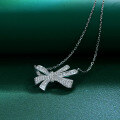 wholesale 925 Sterling Silver New Bow Pendant Personality Elegant Necklace Light Luxury Ins Style Collarbone Chain 40+5-0-2