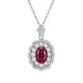 wholesale S925 Silver Alloy Simulated Ruby 7*9 Oval Pendant Necklace Jewelry Ins Style Live Broadcast Hot Seller-0-4