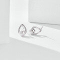 wholesale S925 Sterling Silver Light Luxury Niche Pearl Earrings for Women, Teardrop-shaped with Diamond-inlaid Zirconia Jewelry-0-1