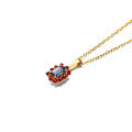 wholesale 14K Gold Japanese Ins Style Luxury Jewelry Women's Natural Ruby and Topaz Color Block Pendant Necklace-0-4