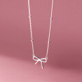 wholesale S925 Sterling Silver Bow Short Collarbone Chain Korean Style Sweet Minimalist Niche Necklace D9422-0-0