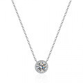 Sterling Silver Moissanite Pendant Necklace, Women's Fashion Round Luxury Bezel Setting-0-3