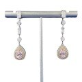 wholesale 925 Silver New Jewelry Elegant Everyday Versatile 5*7mm Pear-shaped Pink Diamond Stud Earrings for Women-0-4
