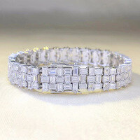 wholesale 925 Silver Zhuo Zhifan New Full Diamond Square Bracelet for Women, Small Batch Design, Fashionable, Hot Seller in Europe and America-B100 White Diamond 16cm