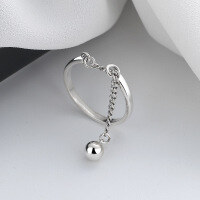 wholesale S925 Sterling Silver Lucky Pearl Tassel Minimalist Ring Simple Ins Korean Japanese Version Light Luxury Delicate for Women-373FJ/approx. 1.7g Opening adjustable
