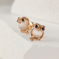 wholesale S925 Sterling Silver Minimalist Korean Japanese Style Hypoallergenic Owl Stud Earrings for Women, Versatile Small Chanel-inspired Wholesale-0-1