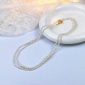 wholesale S925 Sterling Silver Pearl Necklace for Women with TO Clasp, Small and Fashionable, French Retro and Elegant Double Layer Choker Chain Gift-0-0