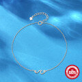 wholesale S925 Sterling Silver Adjustable Wave-shaped Pendant Anklet, Minimalist and Premium-0-2