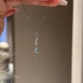 wholesale S925 Sterling Silver Meteor Shower Aquamarine Diamond Drop Pendant Necklace, Small Batch Design, Luxury High-End Feel Women's Collarbone Chain-0-4