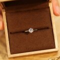 PT950 Plated 925 Silver Moissanite Six-Prong Ring for Women-0-2