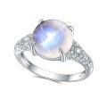 wholesale S925 Sterling Silver, 45 Carat Natural Cream Blue Moonstone Gemstone Ring, Unisex-0-0