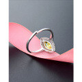 wholesale S925 Sterling Silver Citrine Ring for Women, Korean-style Fashion Minimalist Diamond-accented Open Band, Unique Design Jewelry-0-2
