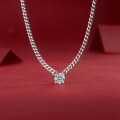 wholesale 18k White Gold Plated Silver 3mm Wide Cuban Chain 1ct Moissanite Necklace-0-2