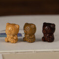 wholesale Metal material sandalwood carved bear bow tie bear rosewood green sandalwood pendant DIY bag charm phone charm wooden accessory-0-1