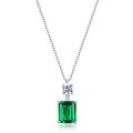 wholesale S925 Sterling Silver Cross-Border New Cultured Emerald Vintage Pendant with Diamond Accents Collarbone Necklace Pendant, European and American Luxury Fashion-0-4