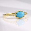 wholesale S925 Silver Gold-Plated Vintage-Inspired Synthetic Turquoise Gemstone Ring for Women, Trendy in 2024-0-1