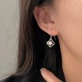 wholesale 999 Silver Inlaid Four-Leaf Clover Ear Hooks for Women, Light Luxury Versatile Small Fresh Fashion Earrings with a High-End Feel-0-3