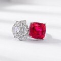 wholesale S925 Sterling Silver Plated Cultivated Ruby Ring, Light Luxury European-American Style Simulated Rose Index Finger Ring for Wholesale-0-2