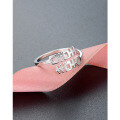wholesale Sterling Silver Double Happiness Ring Women's Adjustable Vintage Chinese Style Xi Character Index Finger Ring Minimalist Dainty Band-0-3