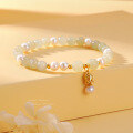 wholesale Gold-filled New Chinese Style Tulip Freshwater Pearl and Hetian Jade Bracelet for Women, Light Luxury Niche Design Best Friend String, National Wind-0-1