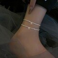 wholesale S925 Sterling Silver Single Diamond Full Star Ankle Chain Korean Style Fashion Luxury Design Ankle Jewelry S7105-0-1