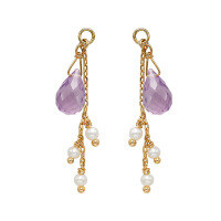 wholesale S925 Silver Plated 14K Gold Amethyst Ear Climber, French Retro Style, Niche Luxury-Amethyst earrings