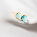 wholesale S925 Sterling Silver Small Blue Beaded Sphere Ear Studs Sweet and Elegant Lady-like Earrings M01365-0-0