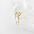 wholesale S925 silver sweet ear cuff without piercing Korean Japanese style line hollow single diamond chain earrings M00160-0-2