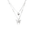 wholesale 925 Sterling Silver Double-Layer Butterfly Necklace for Women, Minimalist and Trendy Ins Style High-End Delicate Collarbone Chain-0-4