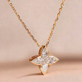 S925 Sterling Silver Moissanite Four-Leaf Flower Teardrop Pendant Necklace-0-4