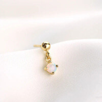 wholesale 925 Sterling Silver Star Earrings With Opal, Minimalist Luxury European And American Style Ear Studs For Women-Single gold-E type 925 silver