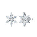925 Sterling Silver Moissanite Floral Stud Earrings-0-3