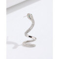 wholesale S925 Sterling Silver Full Diamond Snake Wrap Earring for Women, Fashion Single Stud Earring, European and American Unique Niche High-End Sense Jewelry-0-1