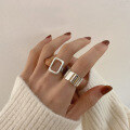 wholesale Sterling Silver S925 Geometric Thai Silver Rectangular Ring Fence Antique Hollow Openable Viral Women's Jewelry J9887-0-0