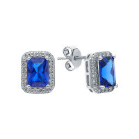 wholesale S925 Sterling Silver Royal Blue Earrings, Luxurious Vintage Elegant Banquet Mother's Day Gift Earring Jewelry-Silver 925 silver