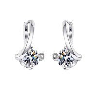 S925 Sterling Silver 1ct D Color Moissanite Earrings-[Super Sparkling Zircon] 1 carat + 1 carat  925 Silver