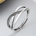 wholesale S925 Sterling Silver Geometric Irregular Cross Twist Knot Ring Trendy Individual Fashion Niche Design Sense Band-0-1