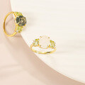 wholesale S925 Metal Designer-style Fresh and Elegant Natural Moss Agate Ring, Wholesale of Niche High-end Gemstone Rings-0-3