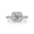 925 Sterling Silver Moissanite "Remember Promise" Ring, 1 Carat Halo Style-0-1
