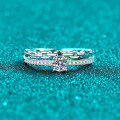 S925 Sterling Silver Full Moissanite Double-Layer Chain Ring for Women-0-4