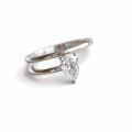 Platinum & White Gold Plated Moissanite Teardrop Diamond Ring, Stackable Pinky Ring, Trendy Amazon New Release-0-3