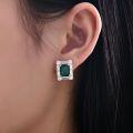 wholesale S925 silver new rectangular 2ct Zambian-color lab-grown emerald 7*9 sparkling stud earrings for women-0-3