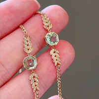 wholesale S925 Sterling Silver Red Elk Full Body Wheat Grain Cuban Chain Bracelet Fresh and Fashionable Versatile Sweet and Edgy Textured Women's Accessory-BS0038-Gold 925 Silver