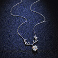 S925 Silver Moissanite Deer Antler Pendant Necklace-0-0