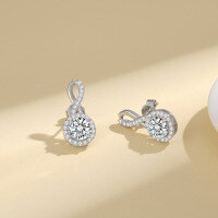 S925 Silver D Color Moissanite Earrings, 50ct 8-Shape Full Diamond Circle, Luxury Cross-Border Wholesale-[Earrings] 50-point + 50-point Figure 8 earrings  925 silver