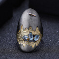 wholesale S925 Silver High-End Designer Gemstone Ring with Landscape Design, Featuring Natural Topaz-0-0