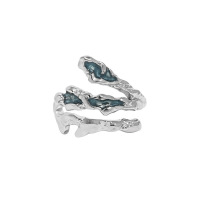 wholesale S925 Sterling Silver 803 Korean Version Ins Small Design Sense Minimalist Versatile Irregular Drip Glaze Texture Open Ring for Women-Platinum [No. 14/Adjustable] Opening adjustable